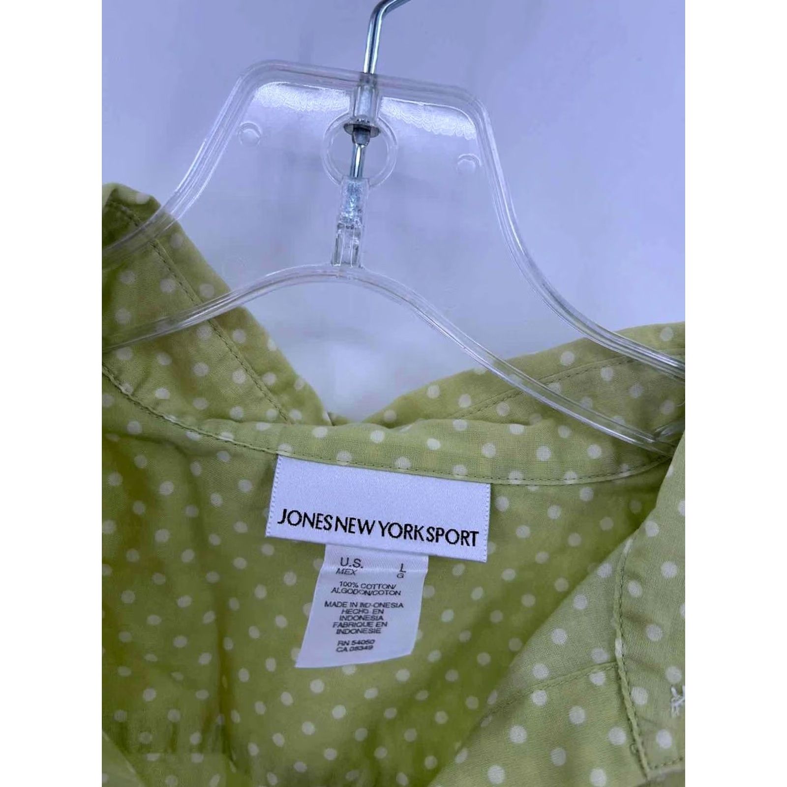 Vintage Jones NY Pre-Owned Green Button Down Polka Dot Size Large Shirt Size L / US 10 / IT 46 - 2 Thumbnail