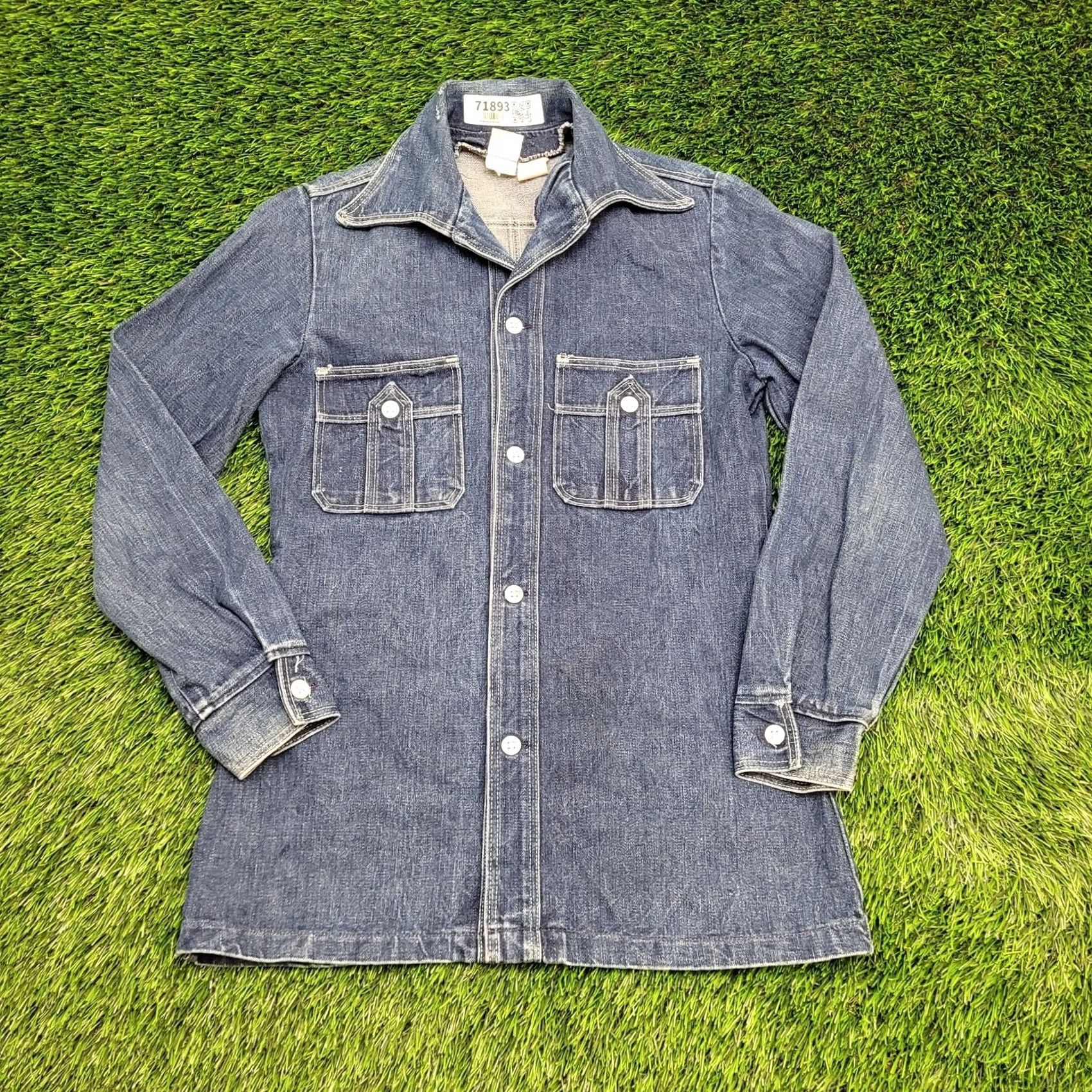 Wrangler VINTAGE Wrangler Jacket XS 80s Dark-Wash Denim Long Sleeve Men Size US XS / EU 42 / 0 - 2 Thumbnail