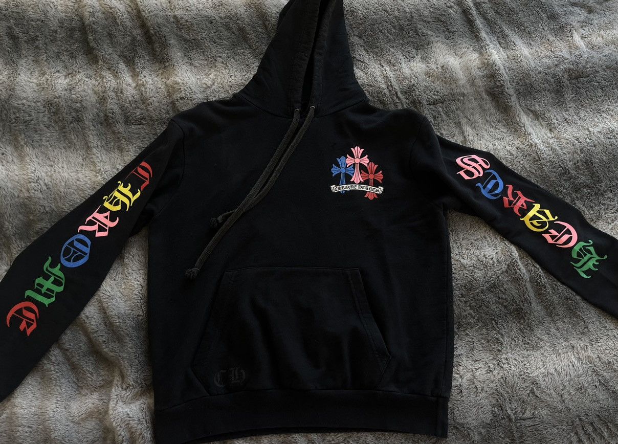 chrome hearts multi colored cross hoodie medium