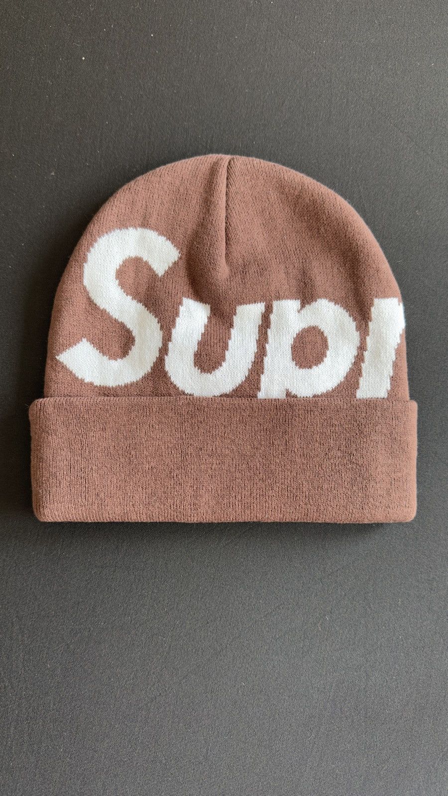Supreme Supreme Big Logo Beanie Brown Size ONE SIZE - 1 Thumbnail
