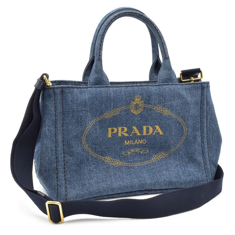 Prada Canapa Shoulder Crossbody Bag Denim Fabric