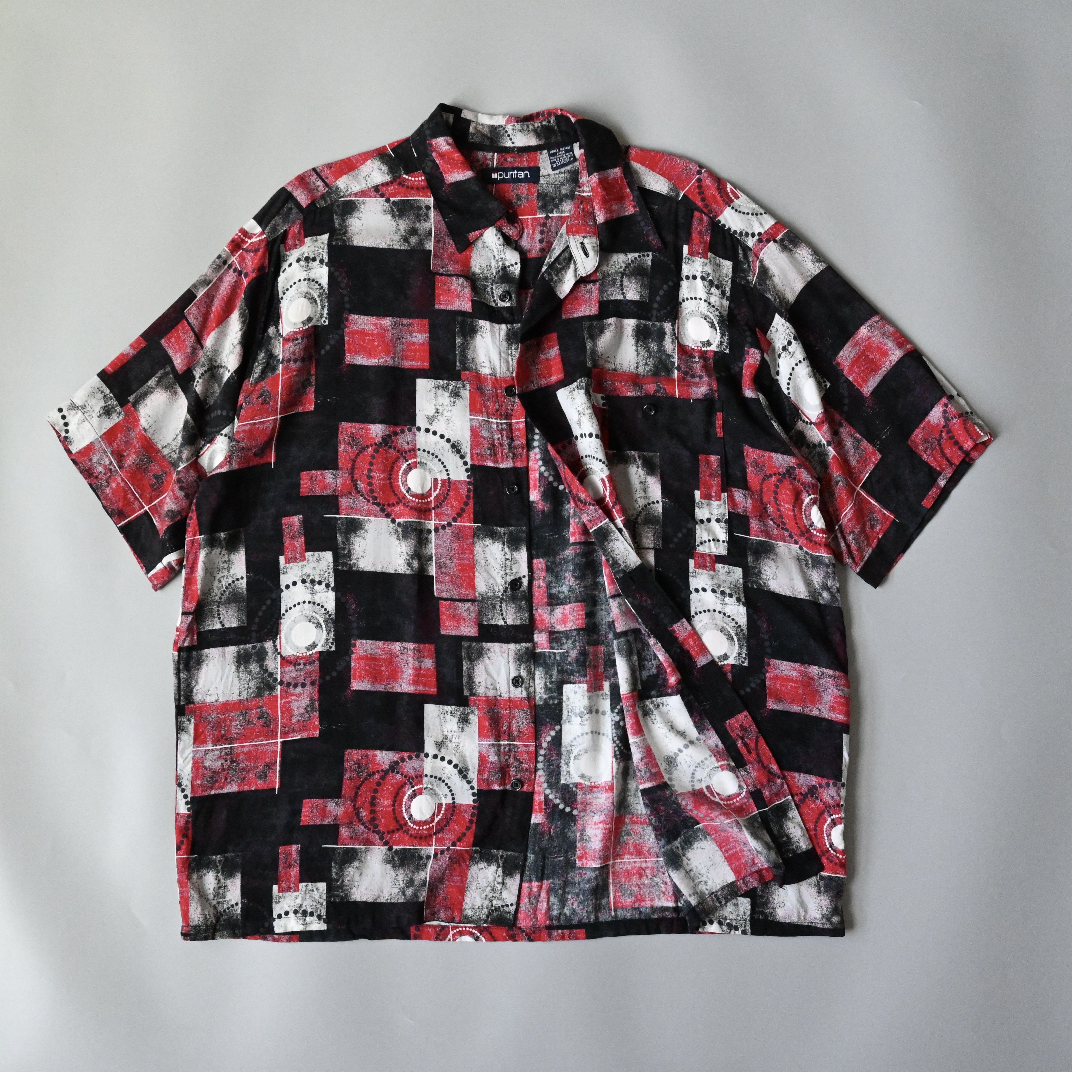 Puritan VTG 90s Puritan geometric pattern rayon shirt, Bulls color Size US L / EU 52-54 / 3 - 1 Thumbnail