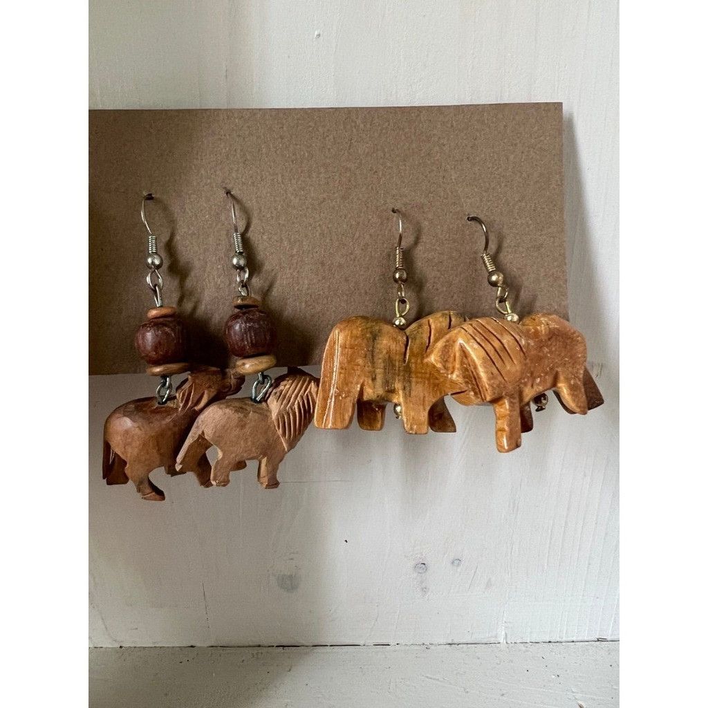 Vintage 2 Pair Vtg Safari Animal Lion Tiger Dangle Pierced Earrings Size ONE SIZE - 1 Thumbnail
