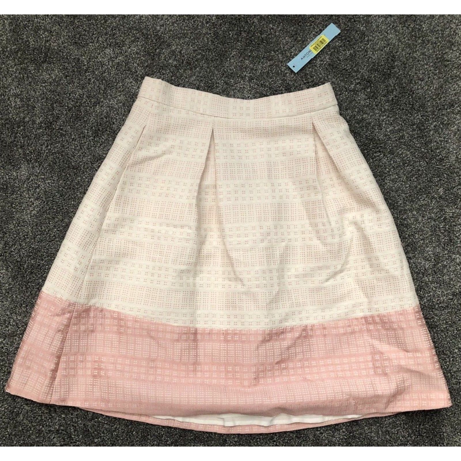 Vintage NWT Antonio Melani Skirt Women Knee Length White Pink Size 4 Polyester Cotton Dressy Casual Party/Work Womens Size 27" / US 4 / IT 40 - 2 Thumbnail