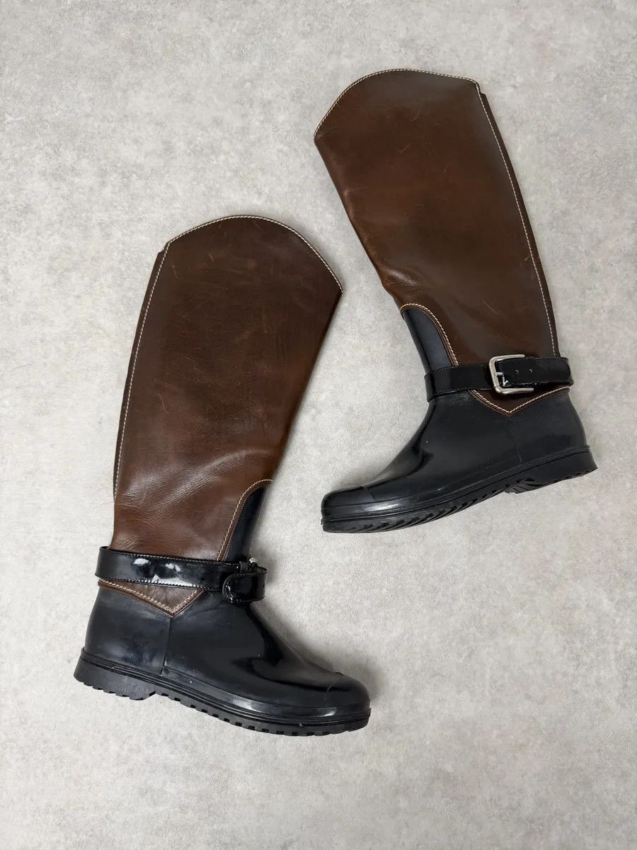 Dolce & Gabbana 2000s Dolce & Gabbana Brown & Black Ankle Leather Boots Size US 7 / IT 37 - 4 Thumbnail