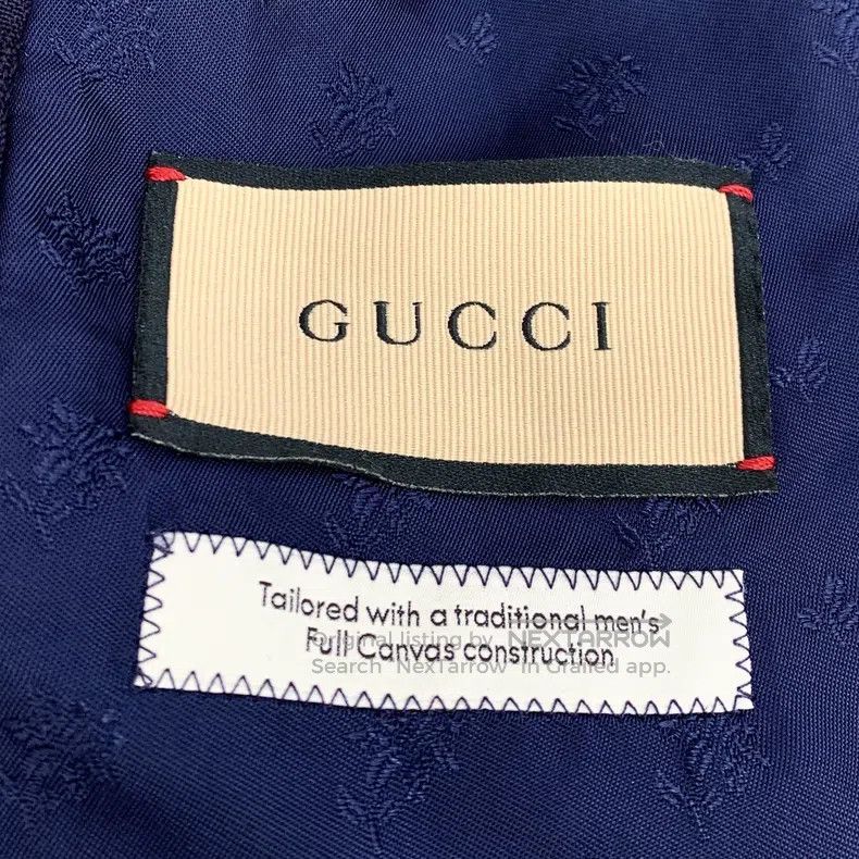 Gucci Gucci Dark blue checkerboard wool lapel single-breasted lo Size S / US 4 / IT 40 - 6 Thumbnail