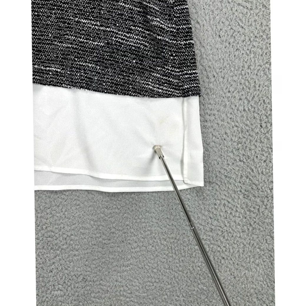 Calvin Klein Calvin Klein Sweater Womens Medium Black White Faux Under Half Zip Knit Pullover V-Neck Raglan Sleeve Zipper 1/4 Zip New Size M / US 6-8 / IT 42-44 - 7 Thumbnail