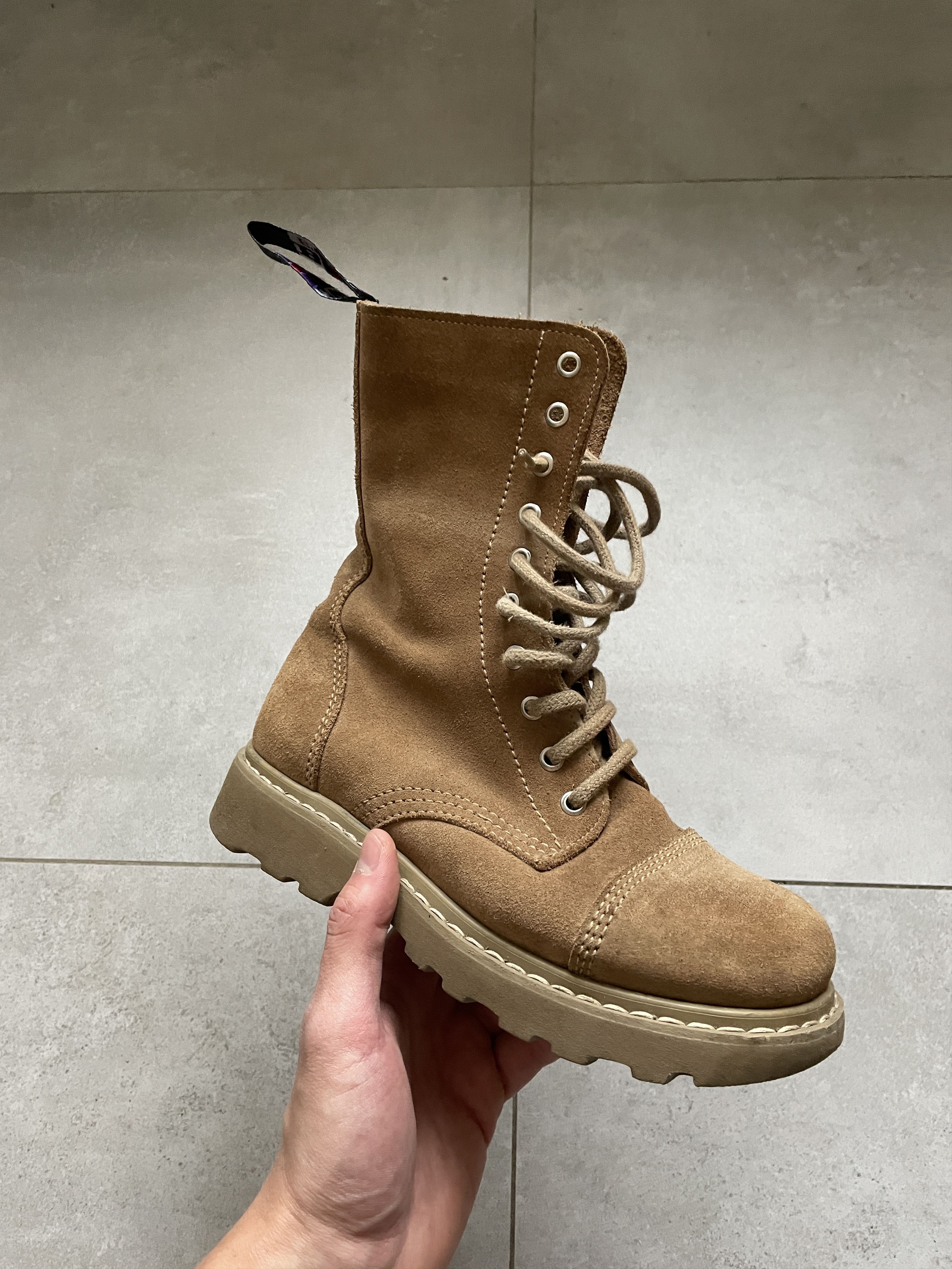Balenciaga BALENCIAGA STRIKE TYPE BEIGE BROWN COMBAT BOOTS Size US 7 / IT 37 - 1 Thumbnail
