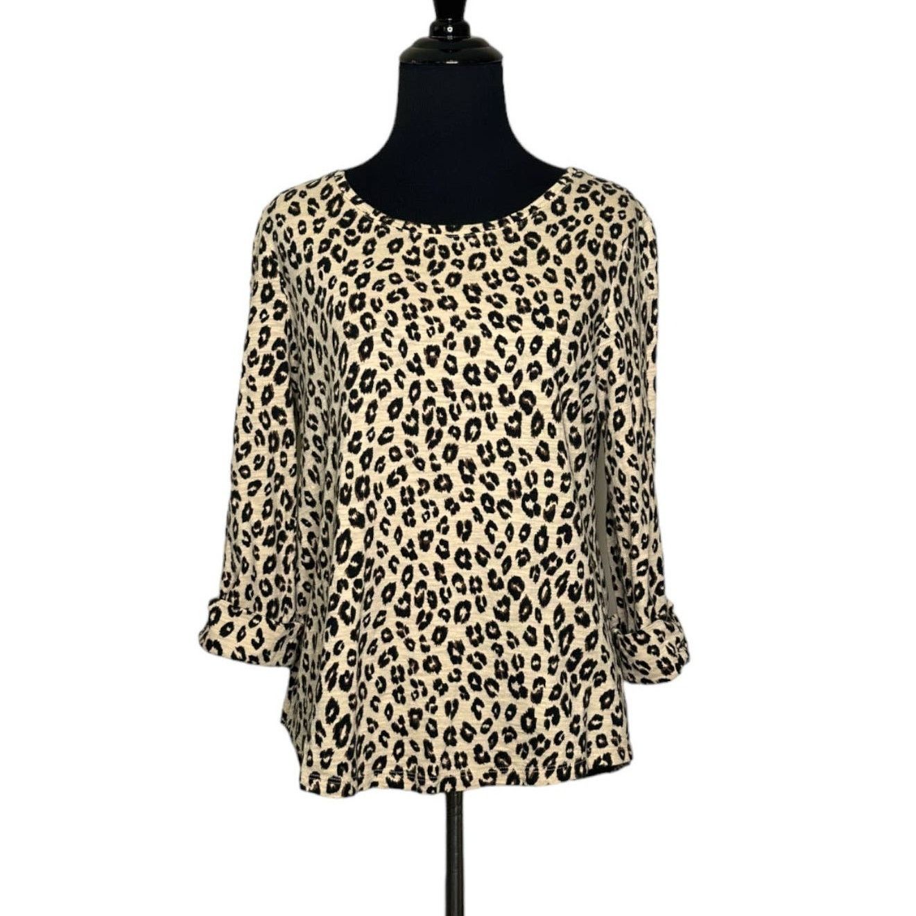 Chicos Chico's beige animal print 3/4 sleeves top size 0 - small Size S / US 4 / IT 40 - 1 Thumbnail
