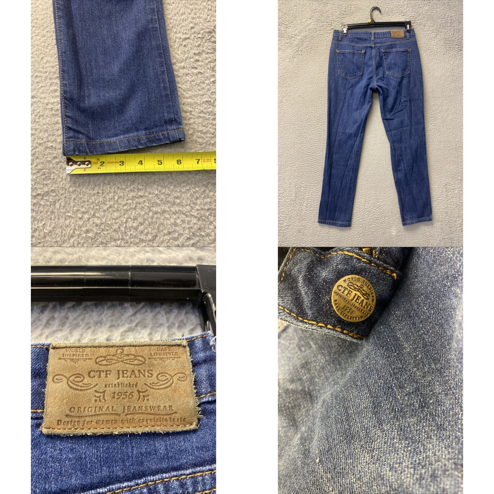 Denime CTF Jeans Women 32 Regular Mid Rise Dark Wash Blue Denim Stretch 5-Pocket Size 24" / US 00 / IT 34 - 8 Thumbnail
