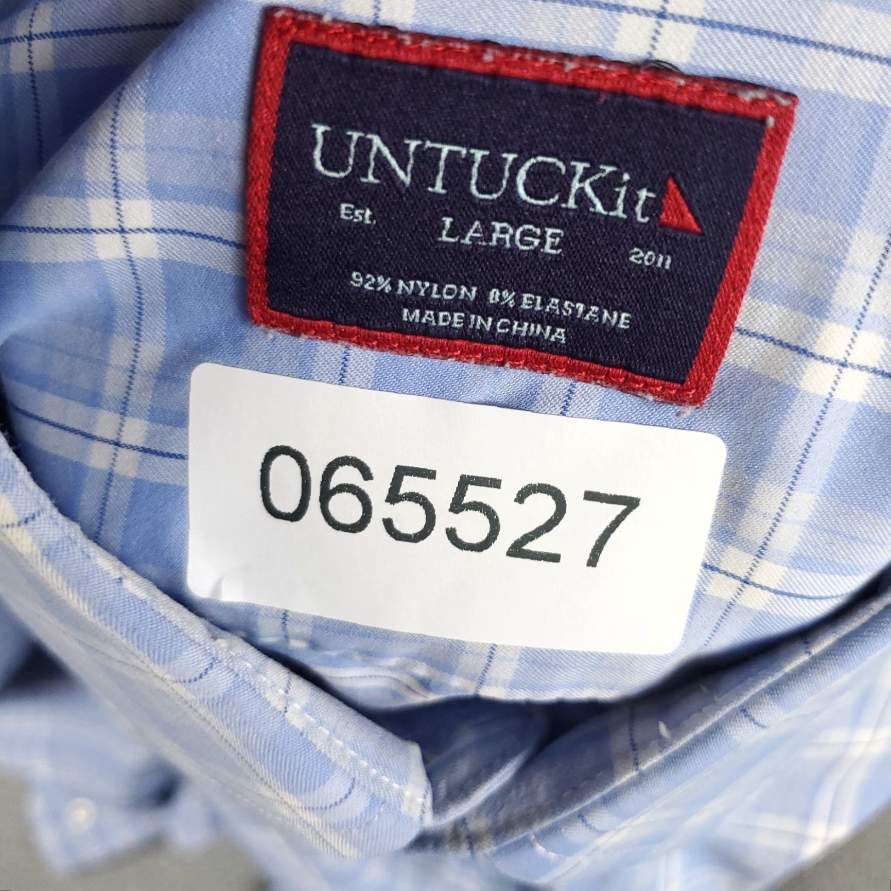 UNTUCKit UNTUCKit Shirt Mens L Blue Plaid Nylon Stretch Button Up Long Sleeve Size US L / EU 52-54 / 3 - 7 Thumbnail