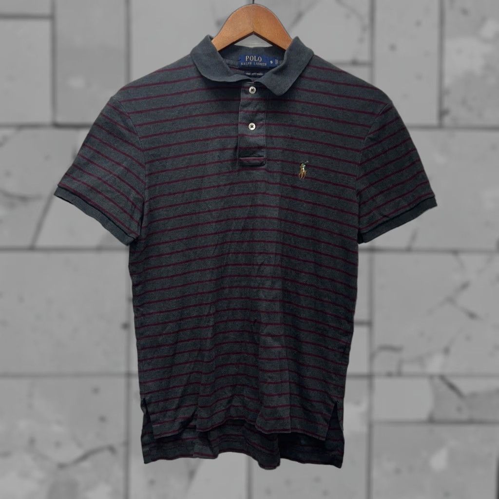 Ralph Lauren VINTAGE Ralph Lauren Polo Shirt Men S Gray Striped Pima Soft 90s Size US S / EU 44-46 / 1 - 1 Thumbnail