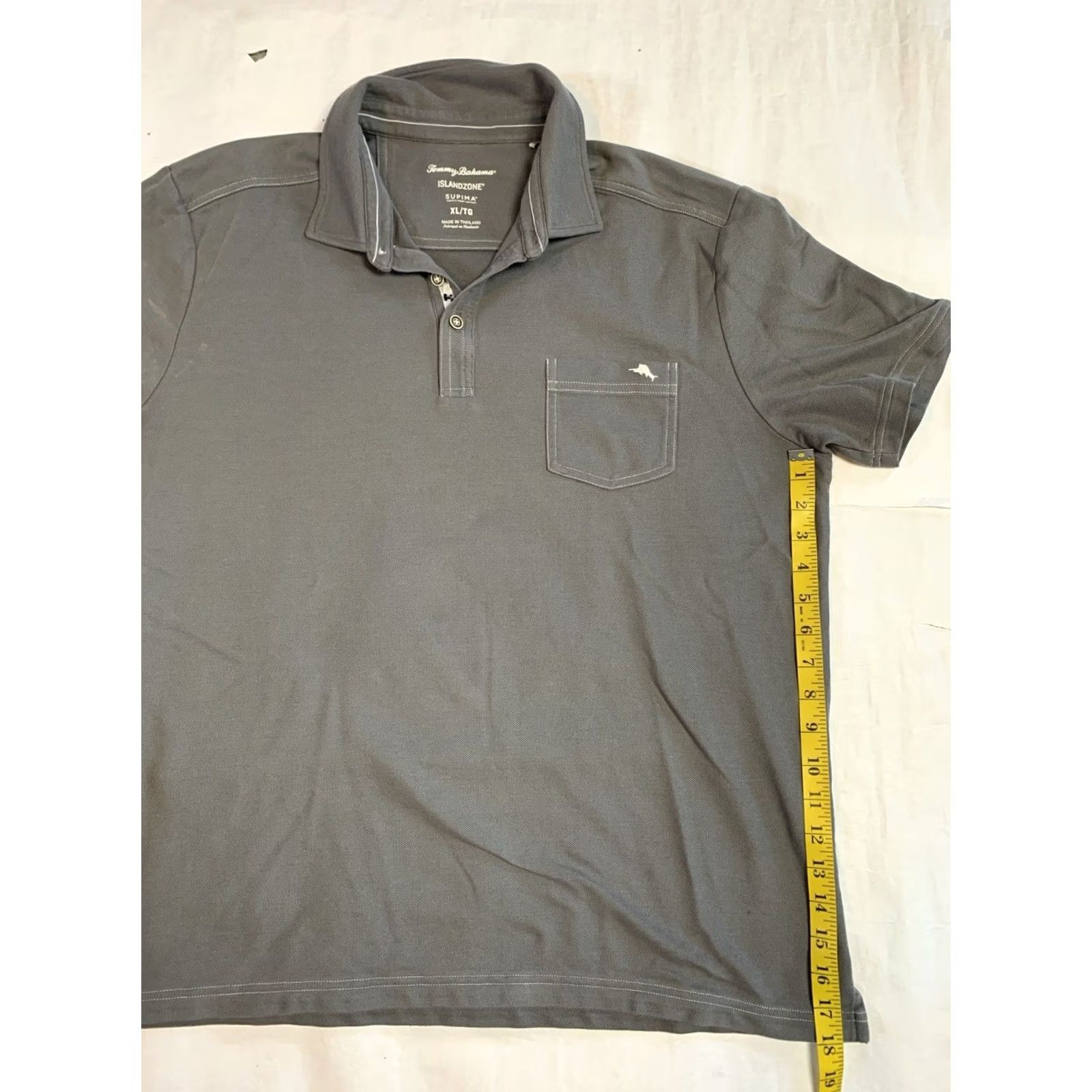 Tommy Bahama VINTAGE Tommy Bahama Island Zone Polo Shirt XL Gray | Cotton Blend Regular Fit, Short Sleeve, Button Collar, Logo Size US XL / EU 56 / 4 - 7 Thumbnail