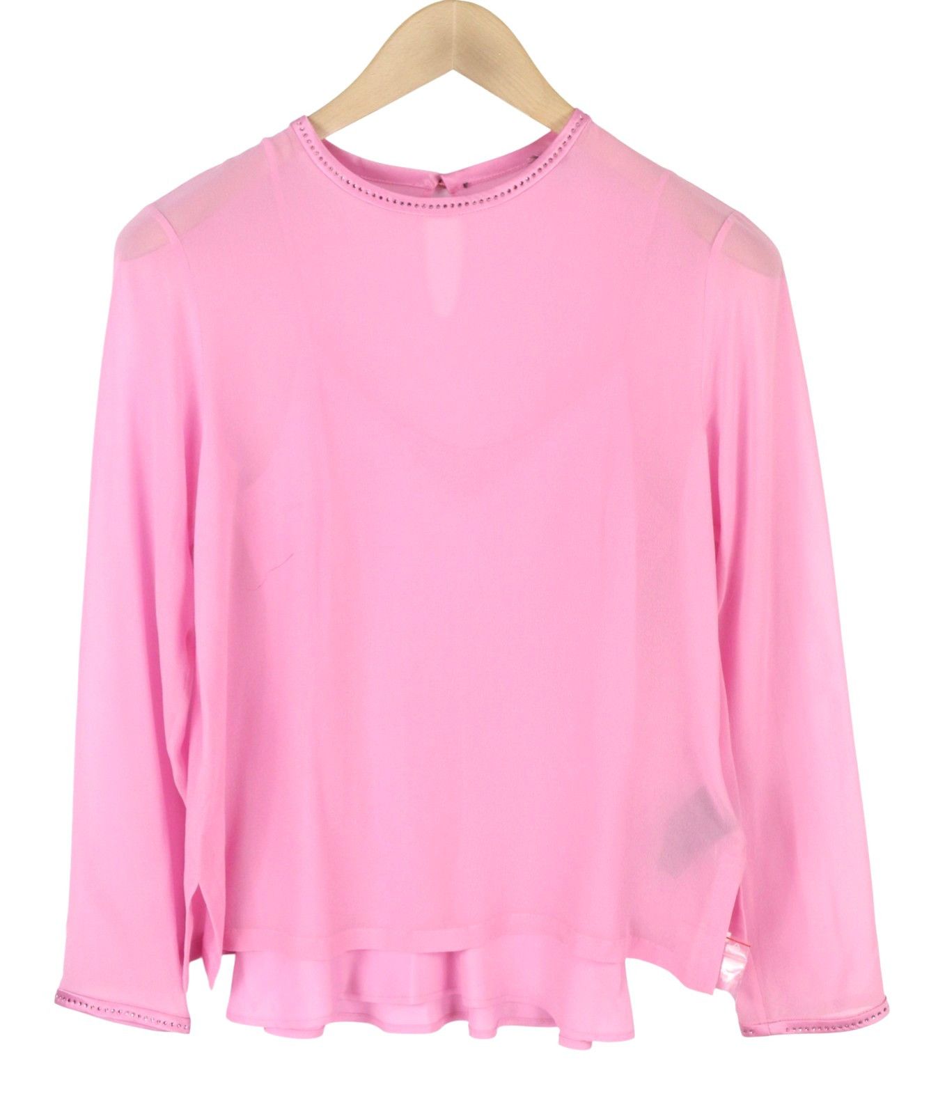 Max Mara EU34 XS Pink 100% Silk Rhinestones 2in1 Blouse 88773 Size XS / US 0-2 / IT 36-38 - 2 Thumbnail