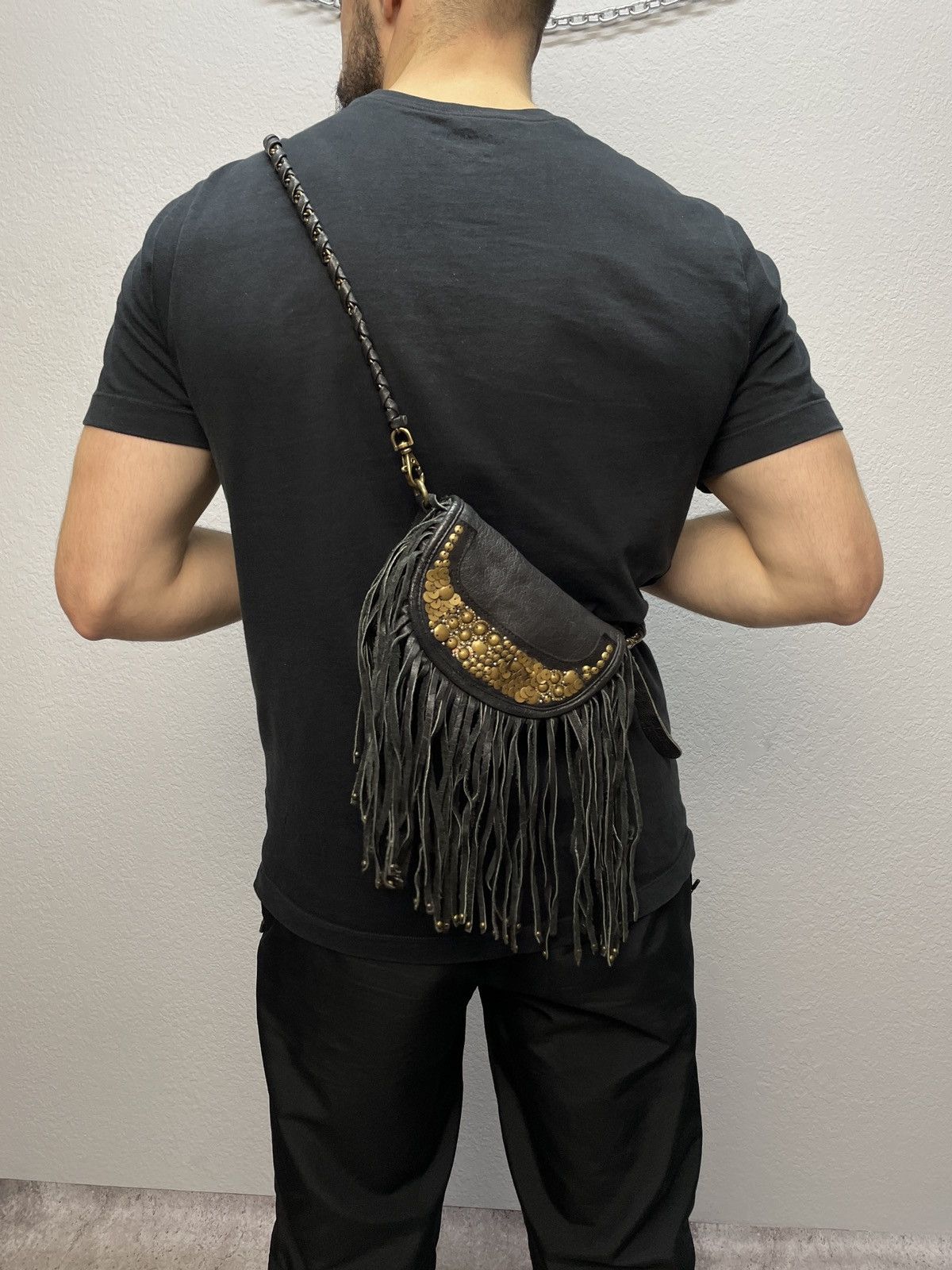 If Six Was Nine VINTAGE ARCHIVE LEATHER METAL KAMRII STYLE MESSENGER BAG 00s Size ONE SIZE - 9 Thumbnail