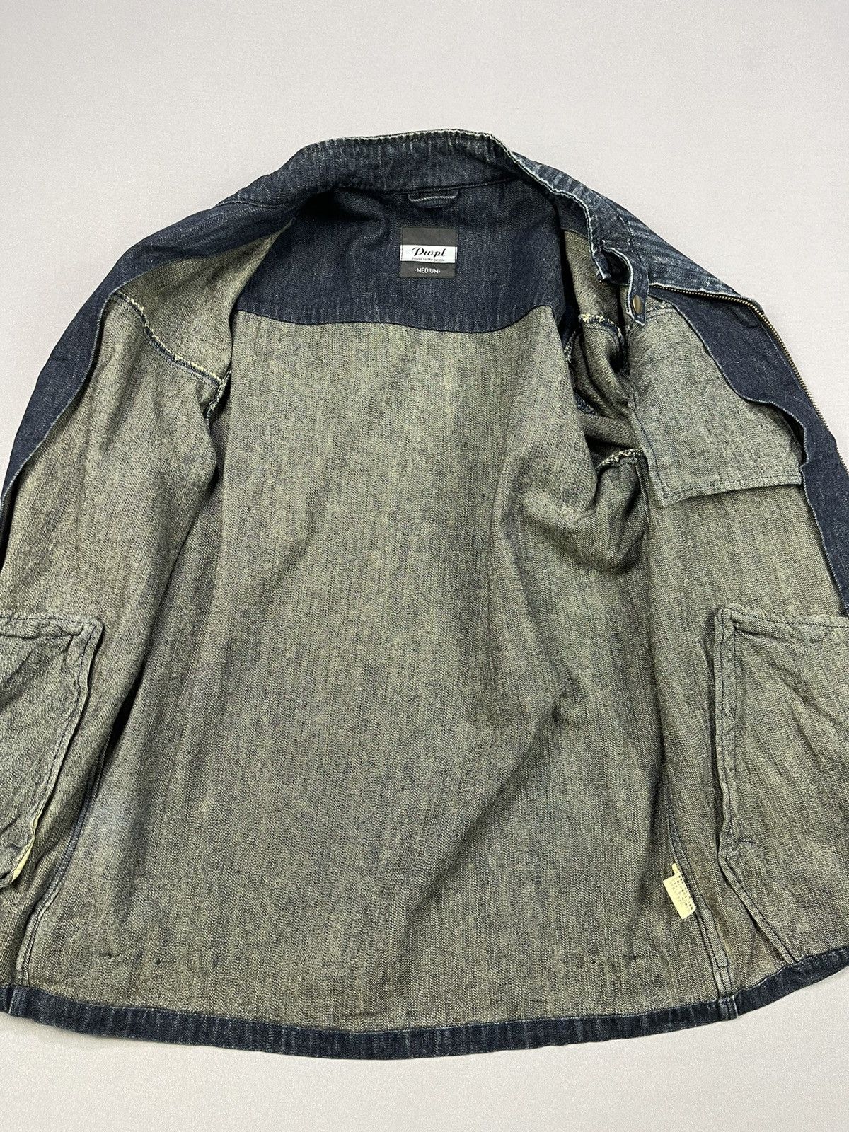 Japanese Brand PWPL STRIPPED DISTRESSED DENIM JACKETS Size US M / EU 48-50 / 2 - 12 Thumbnail