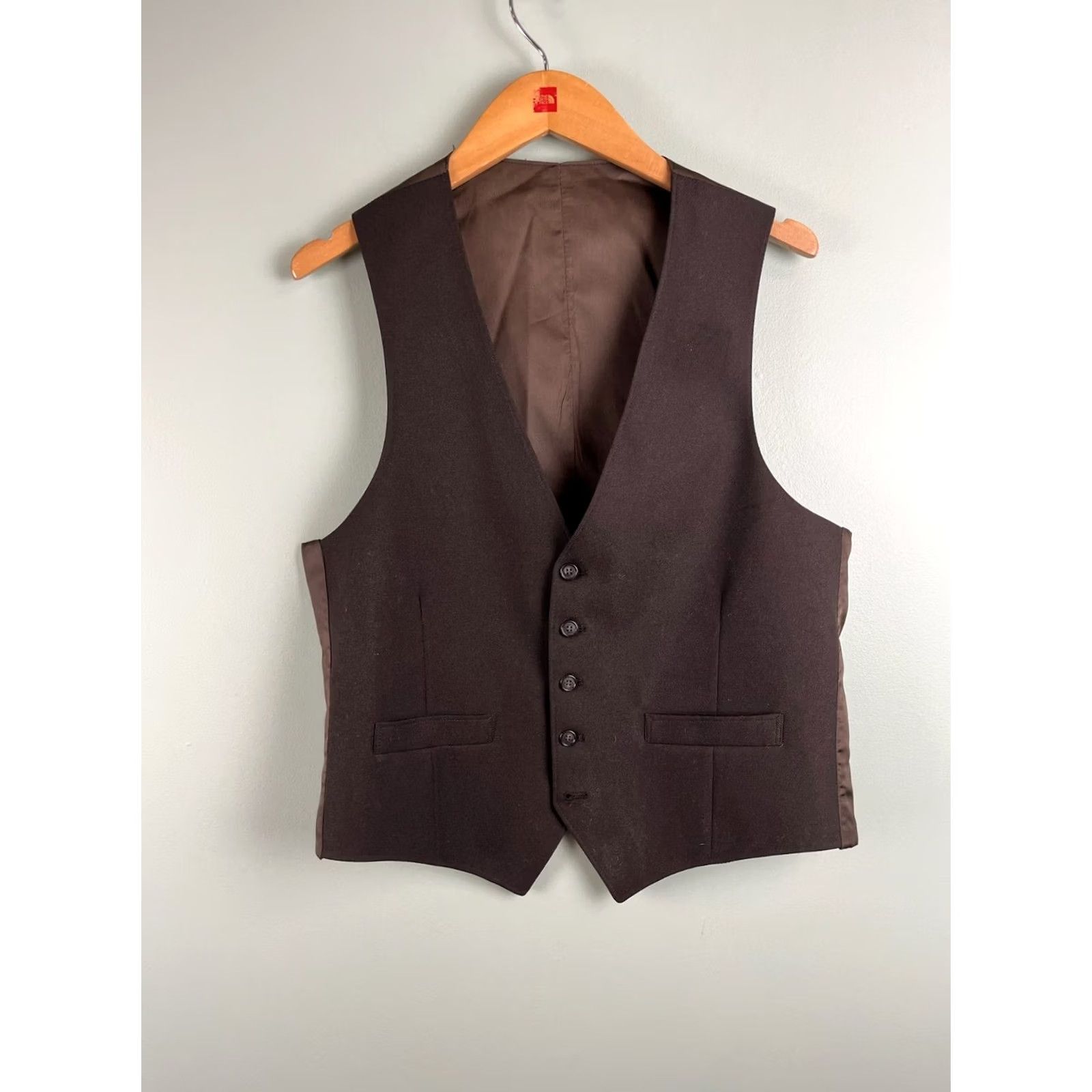 Vintage VINTAGE Anderson Little 3 Piece Suit Dark Brown Pants Jacket Vest 80s Mens Size 44R - 3 Thumbnail