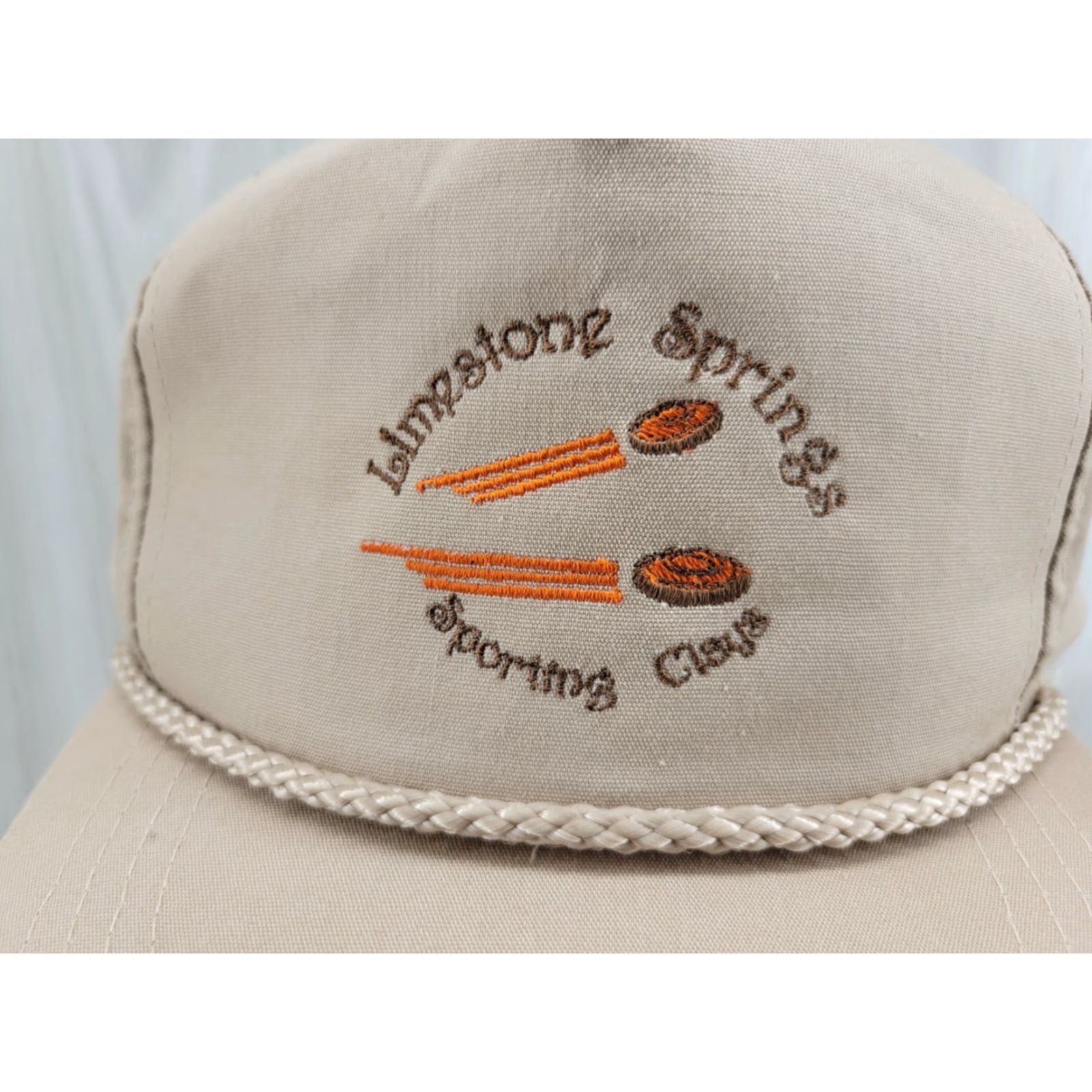 Vintage VINTAGE Limestone Springs Sporting Clays Hat Cap Tan Adjustable Embroidered Snapback Men Sports Cap Tan White Cotton Hat Cap Size ONE SIZE - 4 Thumbnail