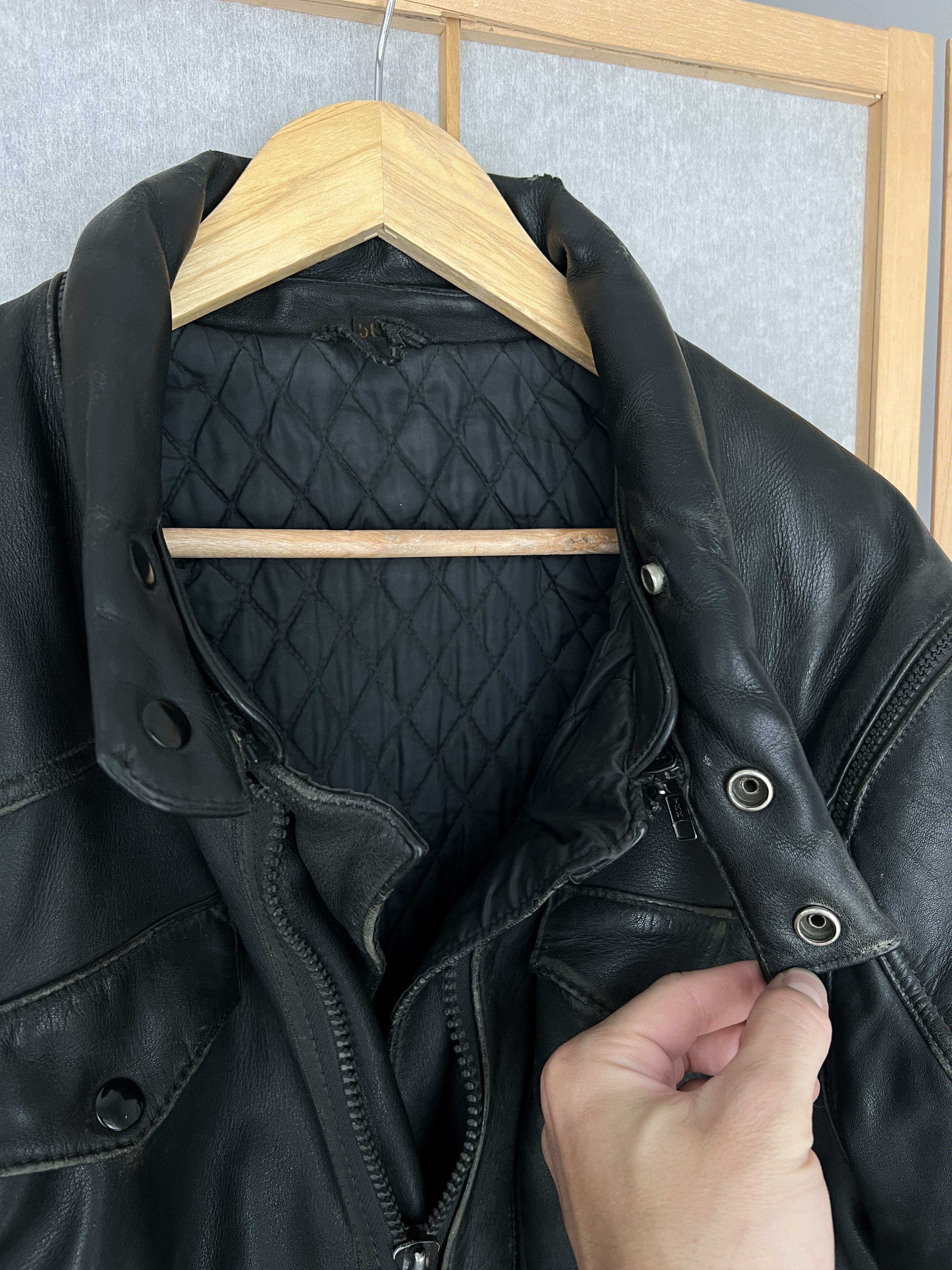 Hysteric Glamour Crazy! Vintage 1990s Leather biker jacket bomber baggy boxy Size US L / EU 52-54 / 3 - 23 Thumbnail