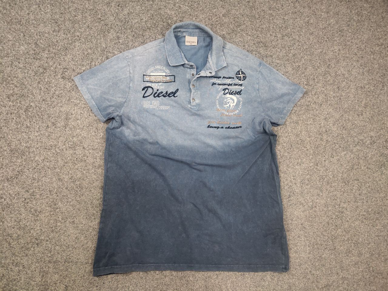 Diesel Vintage Y2K Diesel Overprint Gradient Logo Polo T shirt Size US XL / EU 56 / 4 - 3 Thumbnail