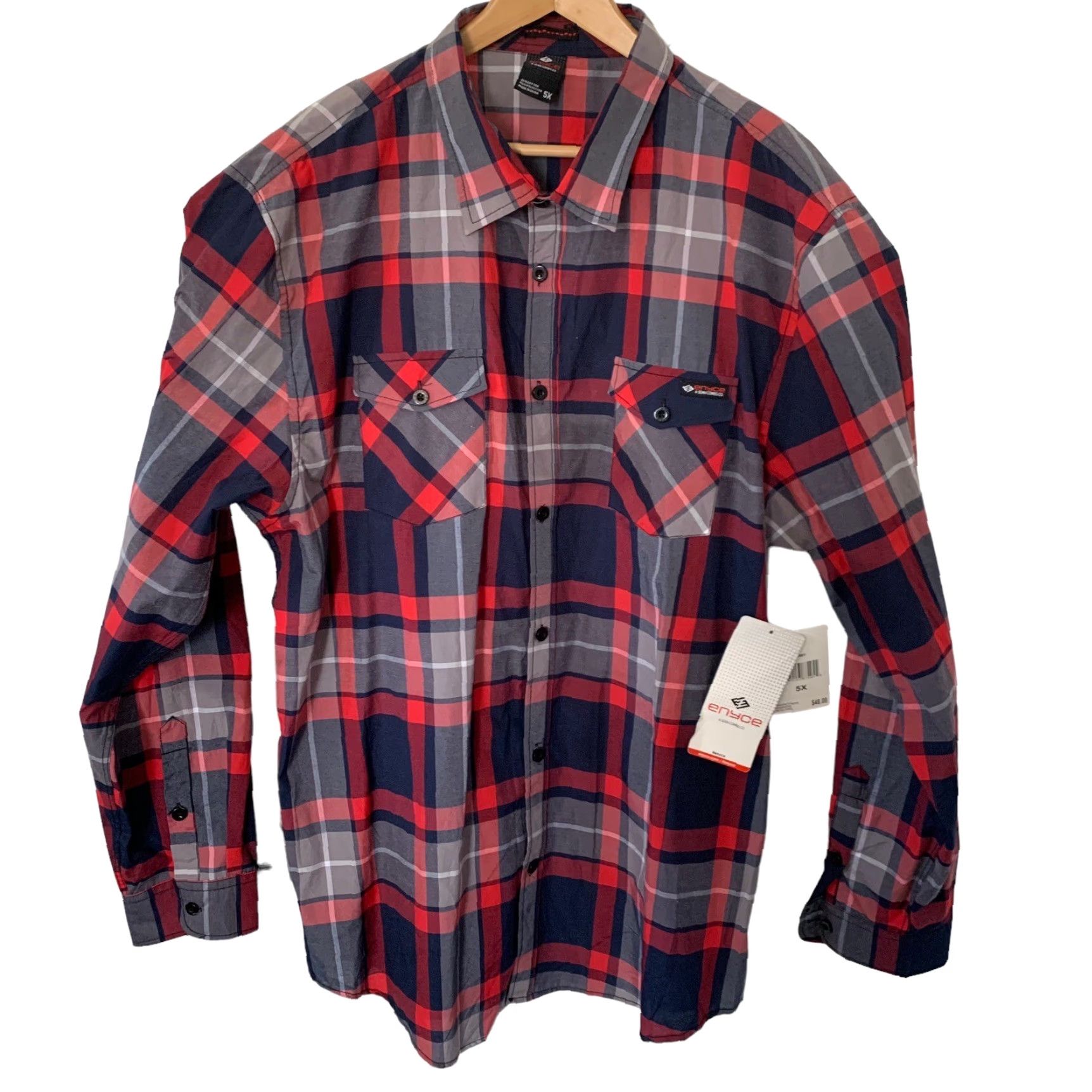 Enyce enyce Shirt Big 3X Mens Long Sleeve Button-Up Plaid Multicolor Cotton Blend Casual Urban Size US XXL / EU 58 / 5 - 6 Thumbnail