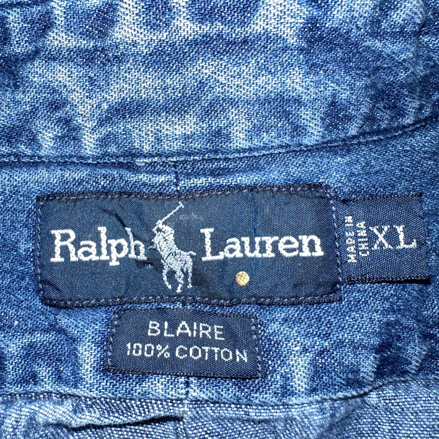 Polo Ralph Lauren VINTAGE Polo Ralph Lauren Shirt Denim Blaire Button Front Oxford XL Men Blue 90s Size US XL / EU 56 / 4 - 6 Thumbnail