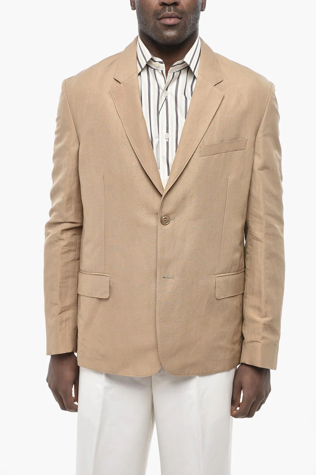 Givenchy og1mm0326 Unlined Linen and Silk Blazer in Beige Size US S / EU 44-46 / 1 - 1 Thumbnail