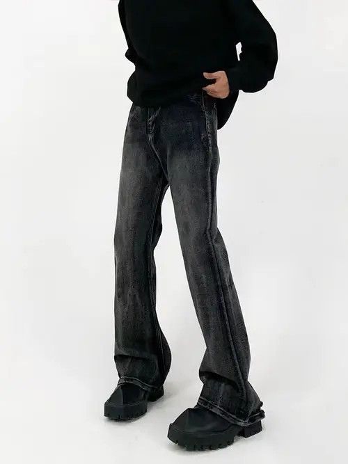 Japanese Brand × Jean Vintage Washed Black Micro Flare Jeans Size US 32 / EU 48 - 2 Thumbnail
