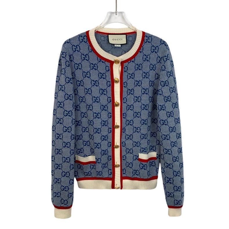 Gucci Gucci Blue logo old flower full print wool round neck long Size US M / EU 48-50 / 2 - 1 Thumbnail