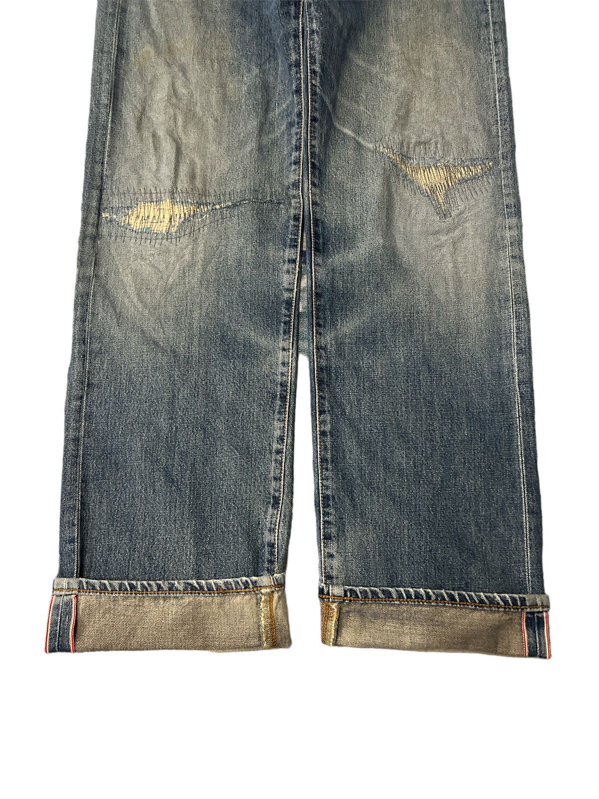 Japanese Brand × Vintage THRASHED EDWIN 505 SALVAGE DISTRESSED DENIM PANT Size US 28 / EU 44 - 5 Thumbnail