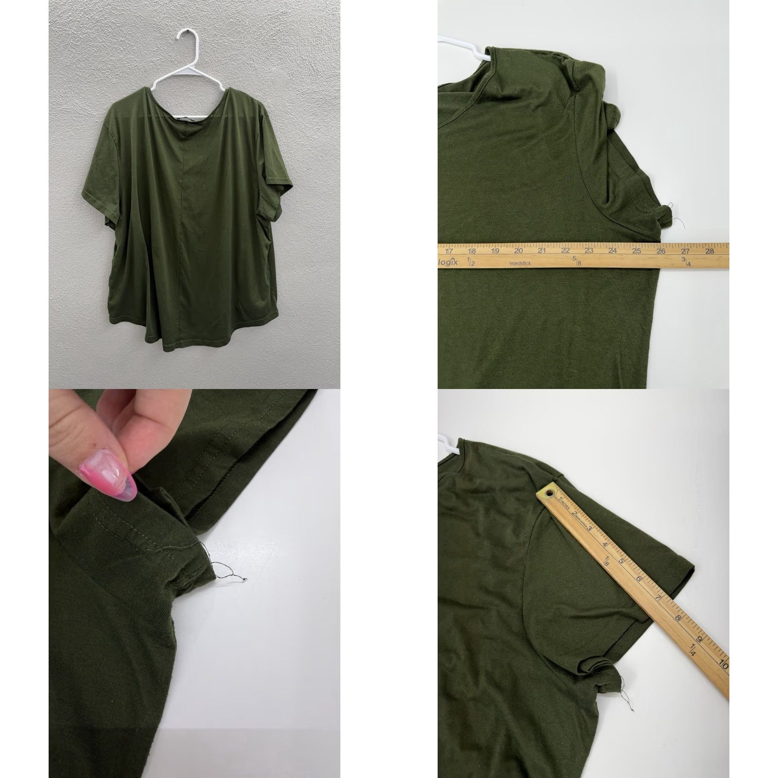 J Brand Womens Shirt XXL Green Short Sleeve V-Neck Unknown Brand Size 2XL Regular Fit Basic Knit Polyester Shirt Size XXL / US 16-18 / IT 52-54 - 8 Thumbnail