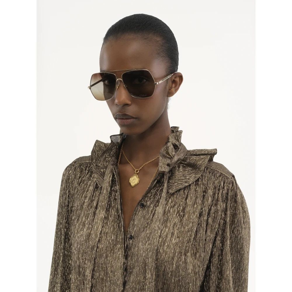 Chloe o1loc1c11125 Silk Ribbon Blouse in Black/Gold Size M / US 6-8 / IT 42-44 - 5 Thumbnail