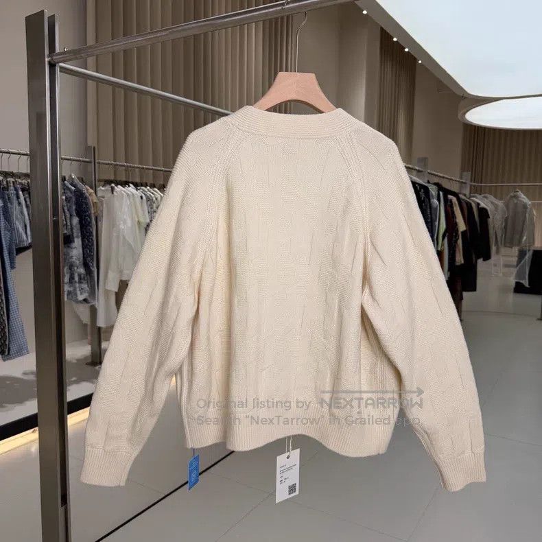 Hermes Hermes White Striped H Monogram Wool Knit Cardigan Size S / US 4 / IT 40 - 2 Thumbnail