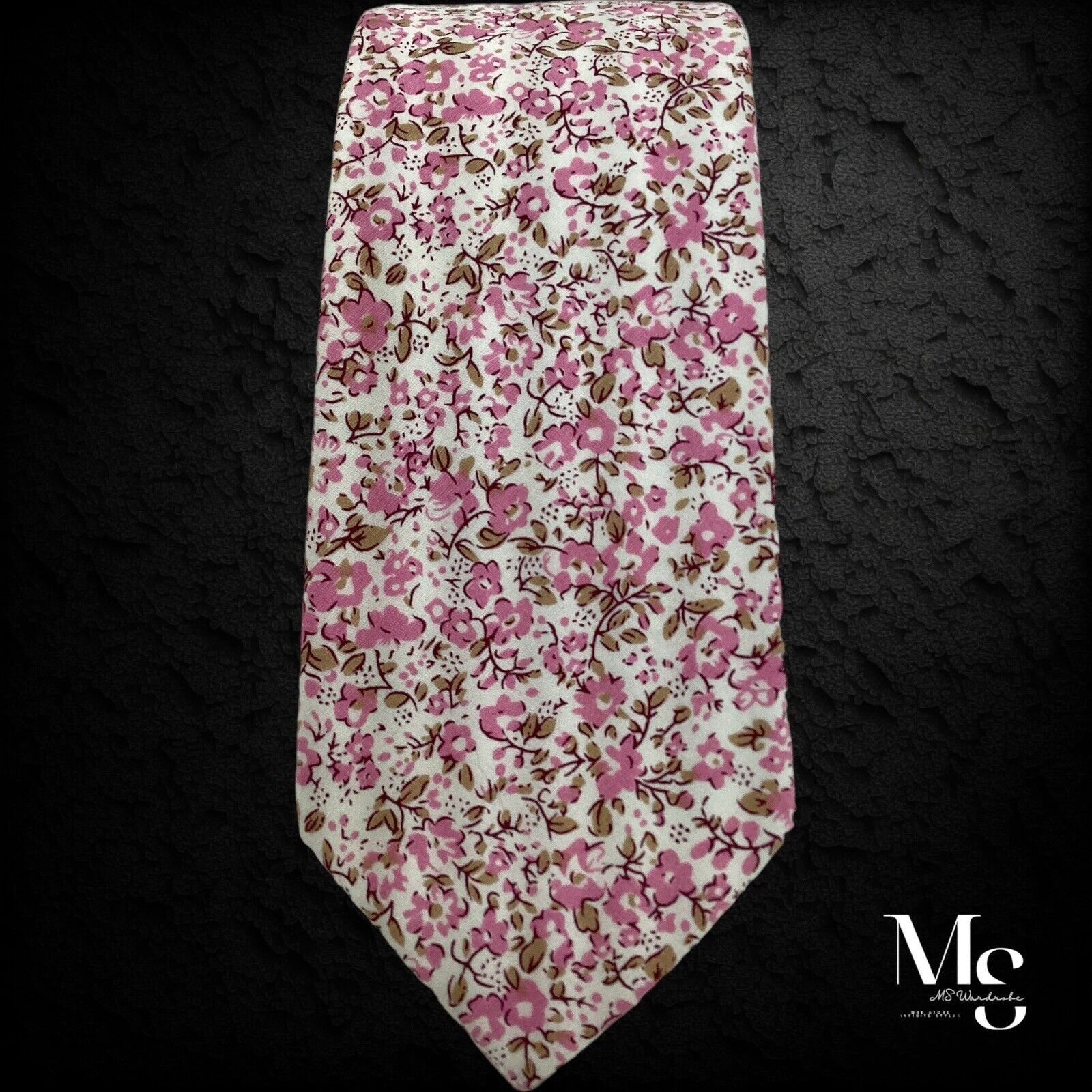 Other Beautiful Pink Floral Cotton Hand Made Tie IW: 2.5" NWOT Size ONE SIZE - 5 Thumbnail