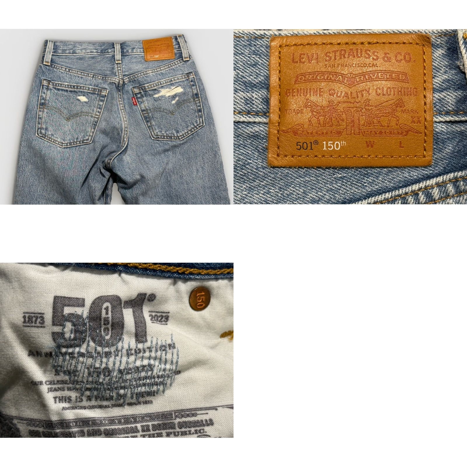 Levi's VINTAGE Levi's 501 Original Fit Jeans Blue 150th Anniversary Button Fly 25x31 Size 42" / US 20 - 8 Thumbnail