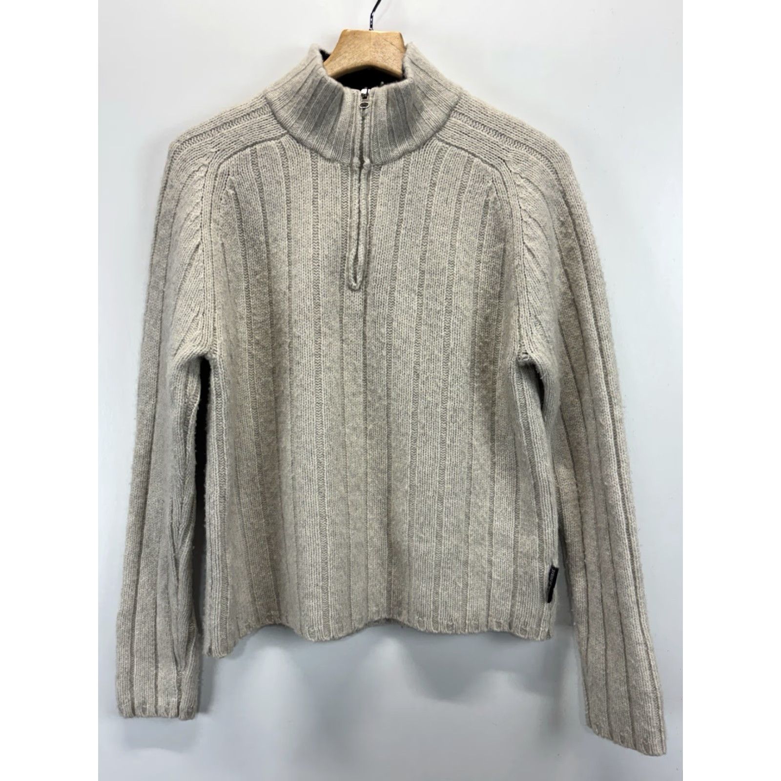 Abercrombie & Fitch VINTAGE Abercrombie & Fitch Sweater Men’s M Grey Be%ige Wool Blend Mock Neck Long Sleeve Chunky-Knit Pullover Size US M / EU 48-50 / 2 - 2 Thumbnail