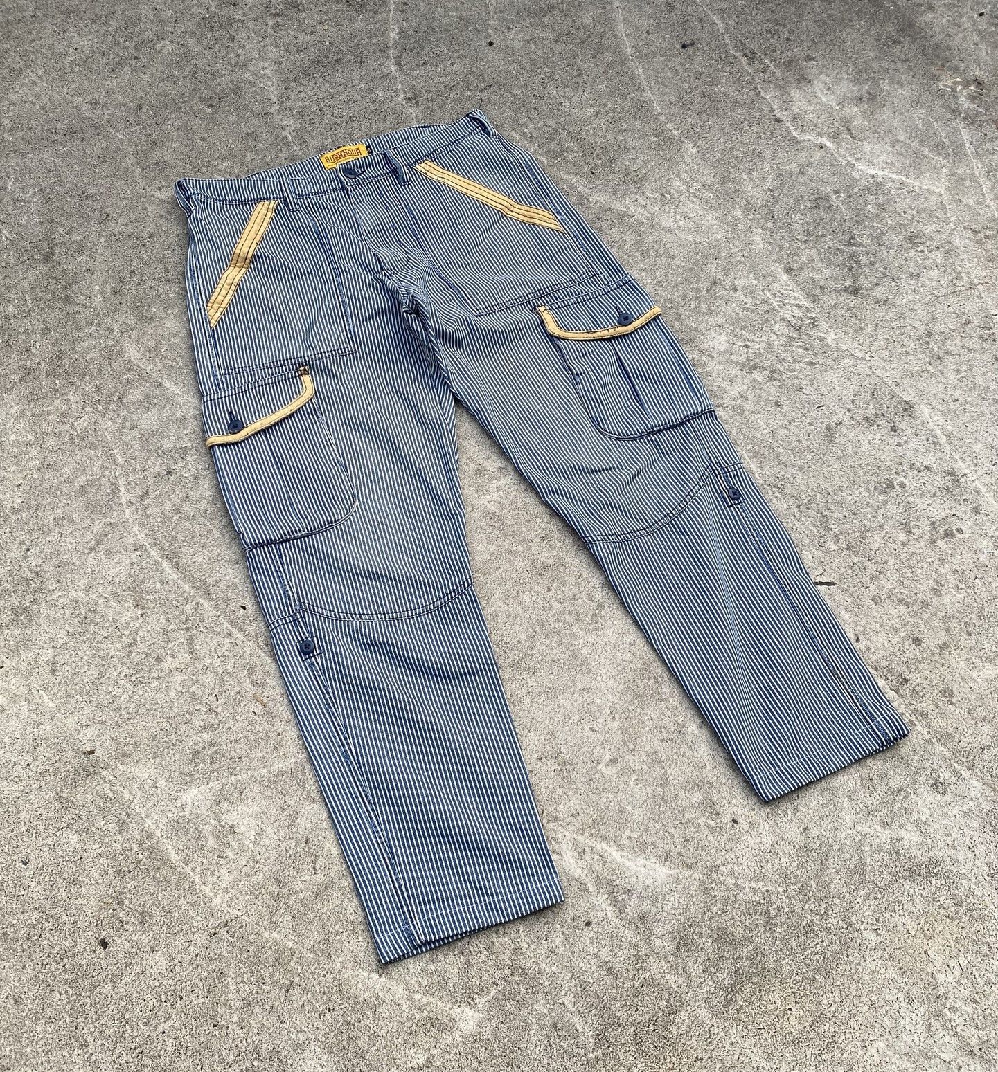 Japanese Brand RUSH HOUR HICKORY PRISONER CARGO PINSTRIPED W34X28 Size US 34 / EU 50 - 1 Thumbnail