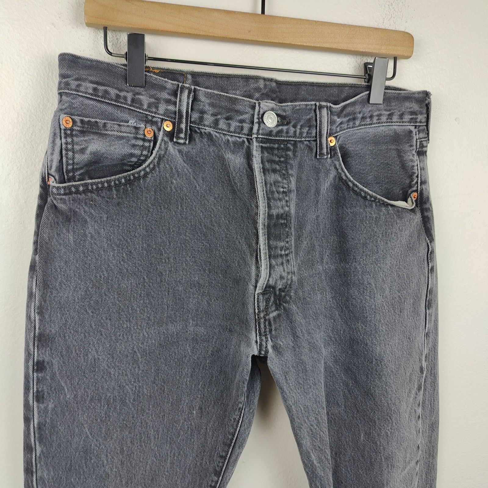 Levi's Levi's 501 Straight Fit Jeans Mens 34x30 Faded Black Wash Size US 34 / EU 50 - 2 Thumbnail