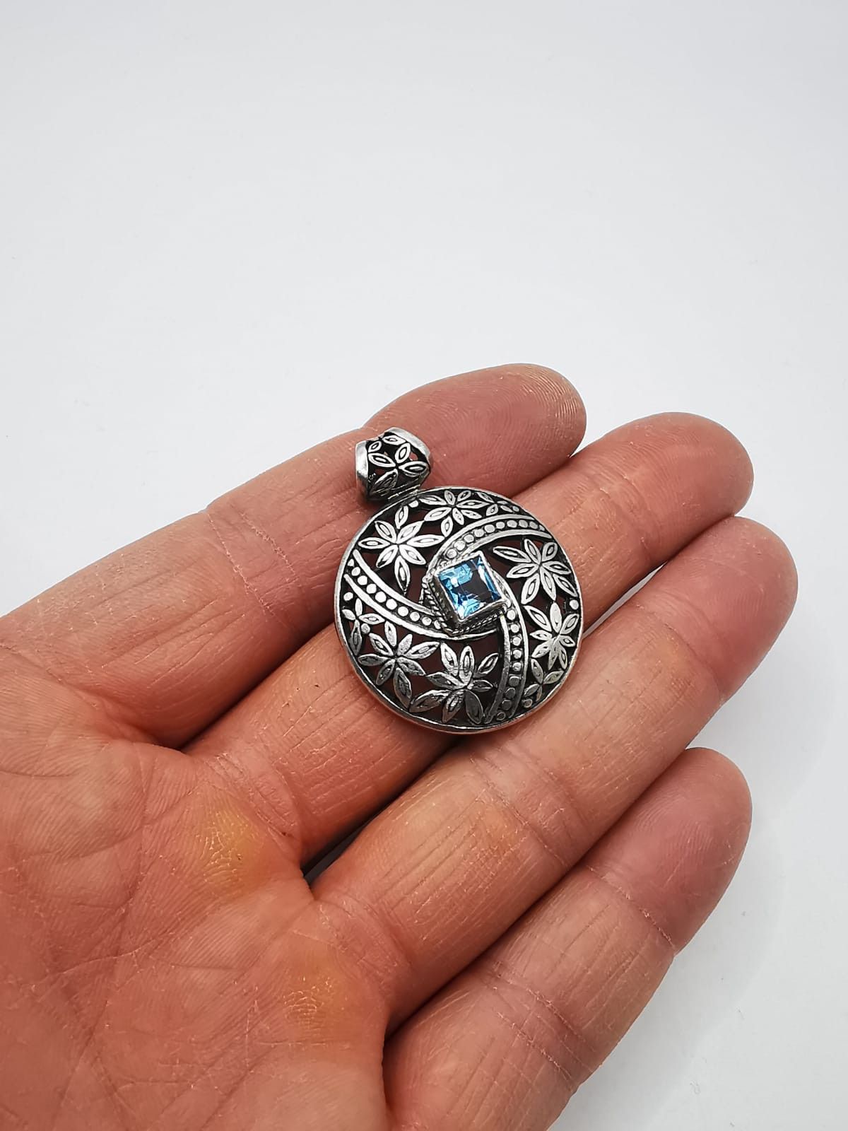 Sterling Silver Vintage Pendant 925 Sterling Silver Topaz 11,48g Size ONE SIZE - 7 Thumbnail