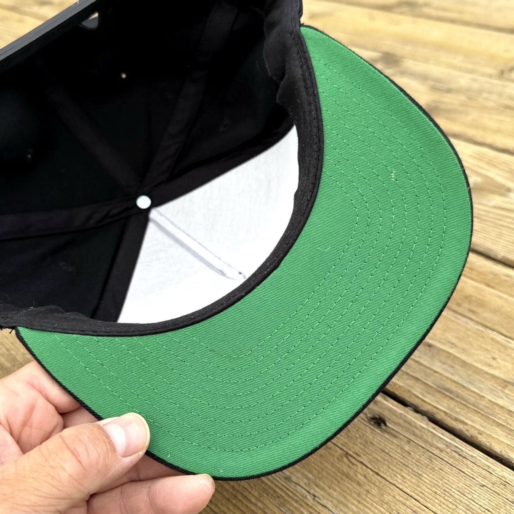 Vintage Yupoong The Classics Snapback Hat Black Green Underbrim Flat Bill One Size Men Size ONE SIZE - 5 Thumbnail