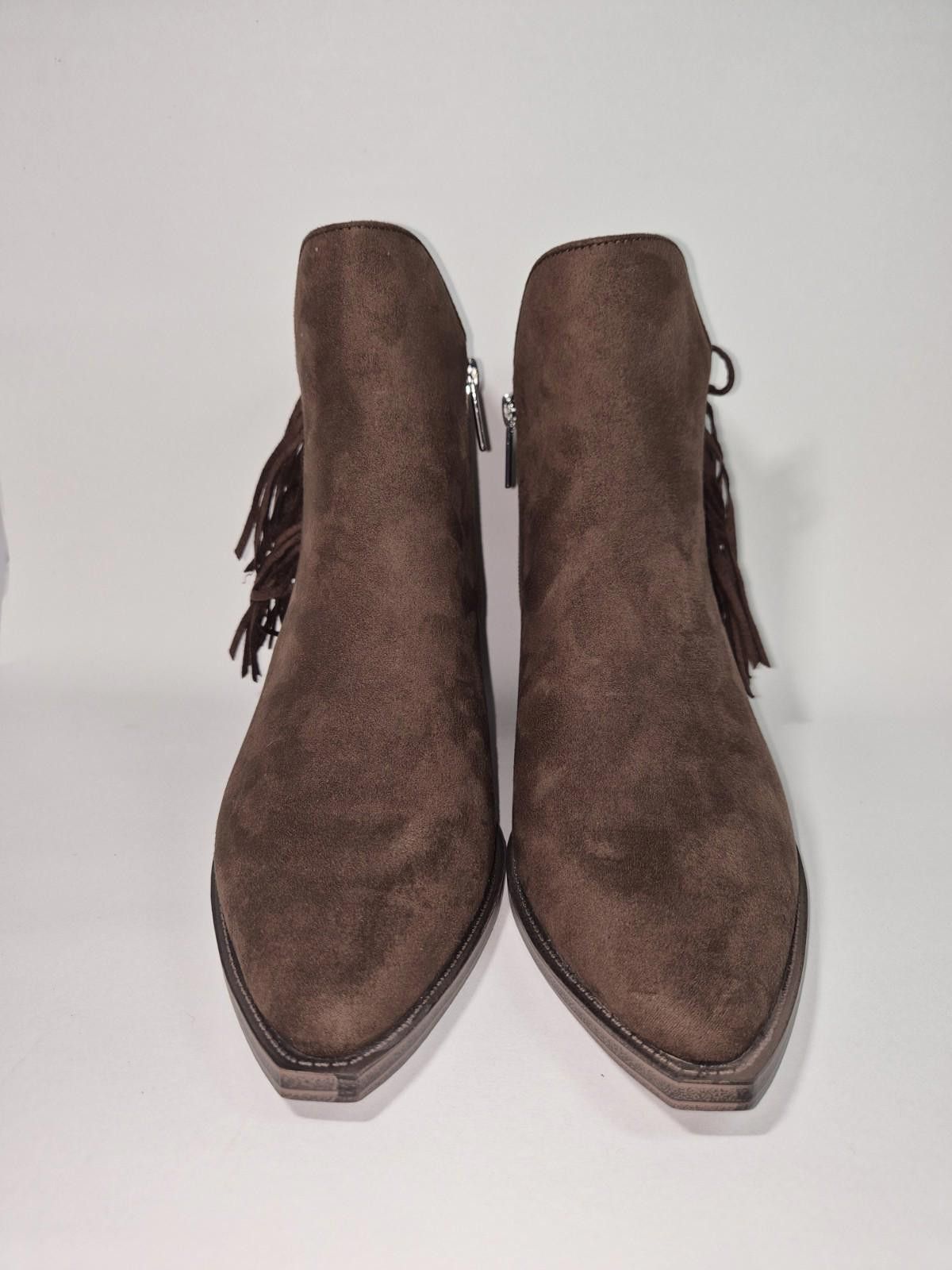 Other JUST FAB Womens Suede Ankle Bootie Brown Size 8.5 JB Size US 8.5 / IT 38.5 - 4 Thumbnail
