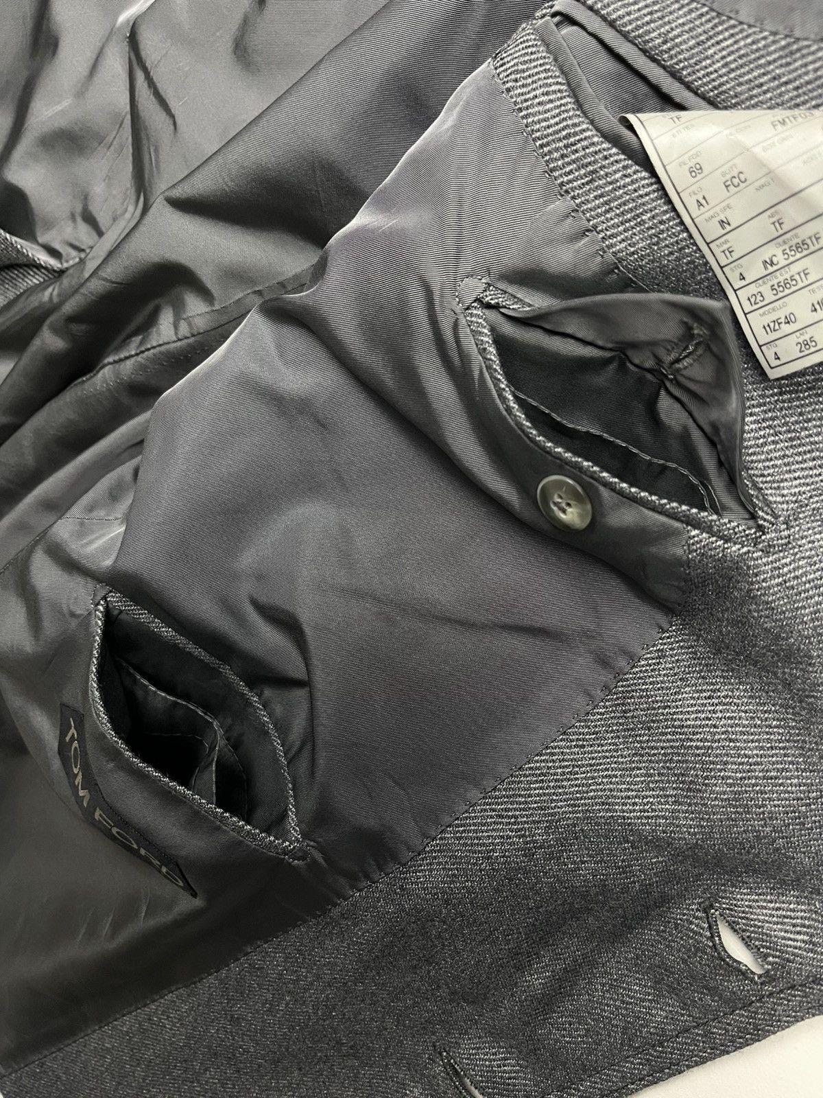 Tom Ford Tom Ford Gray Tailored Jacket with Leather Suede Detailing Size 52R - 23 Thumbnail