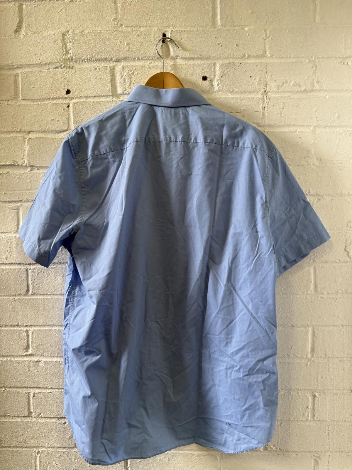 M.E. Sport M&S Tailored Fit Men's Light Blue Short Sleeve Dress Shirt Size 38R - 4 Thumbnail