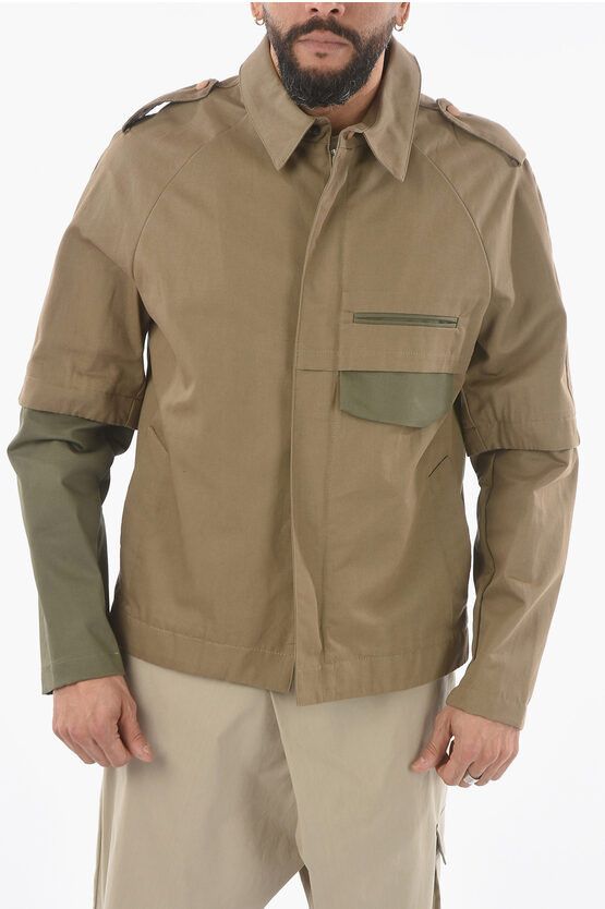 image of Ixos Hidden Closure Contrasting Details Cronos Saharan Jacket in Marrone/Verde, Men's (Size Small)