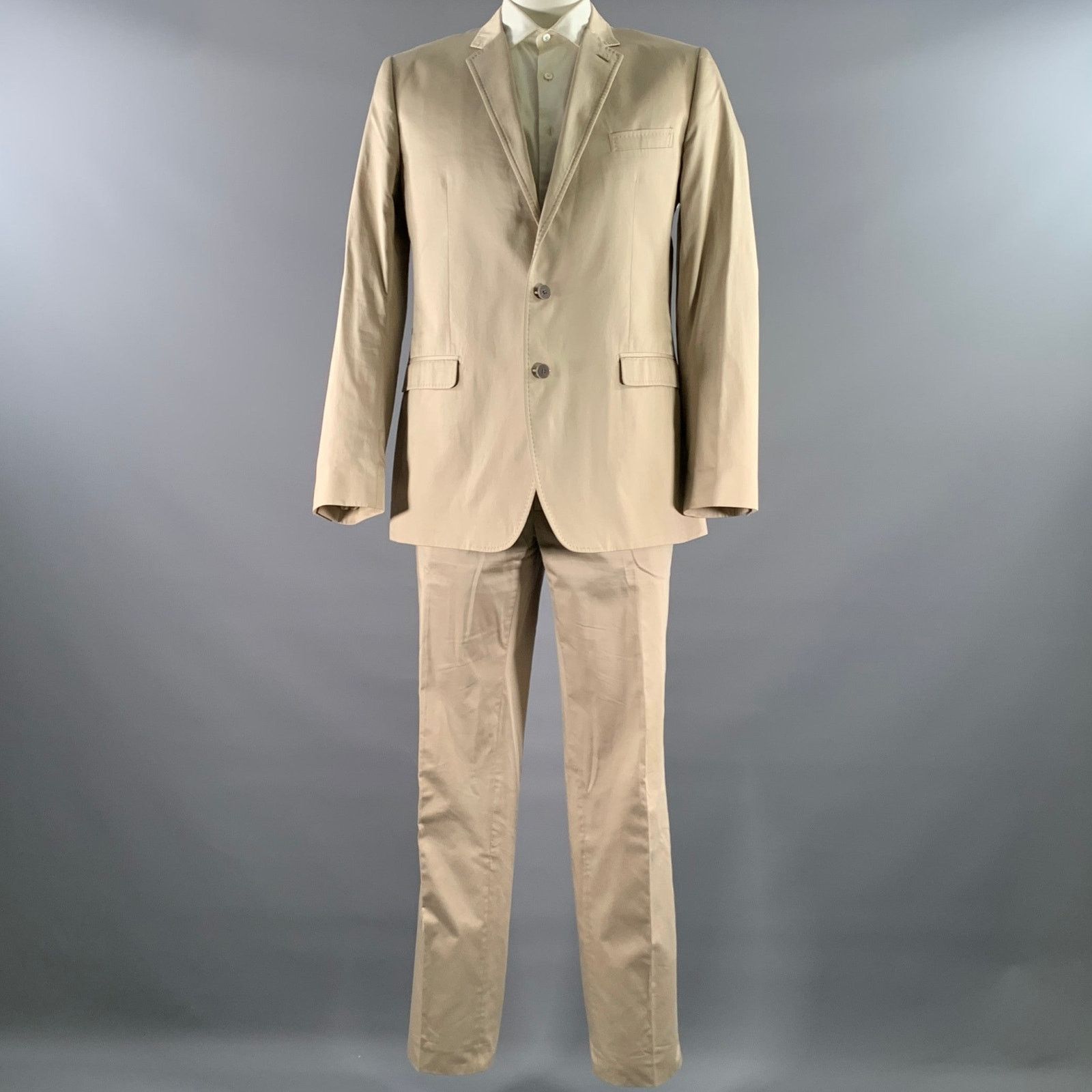 Dolce & Gabbana DOLCE & GABBANA Size 46 Khaki Notch Lapel Suit Size 46R - 2 Thumbnail