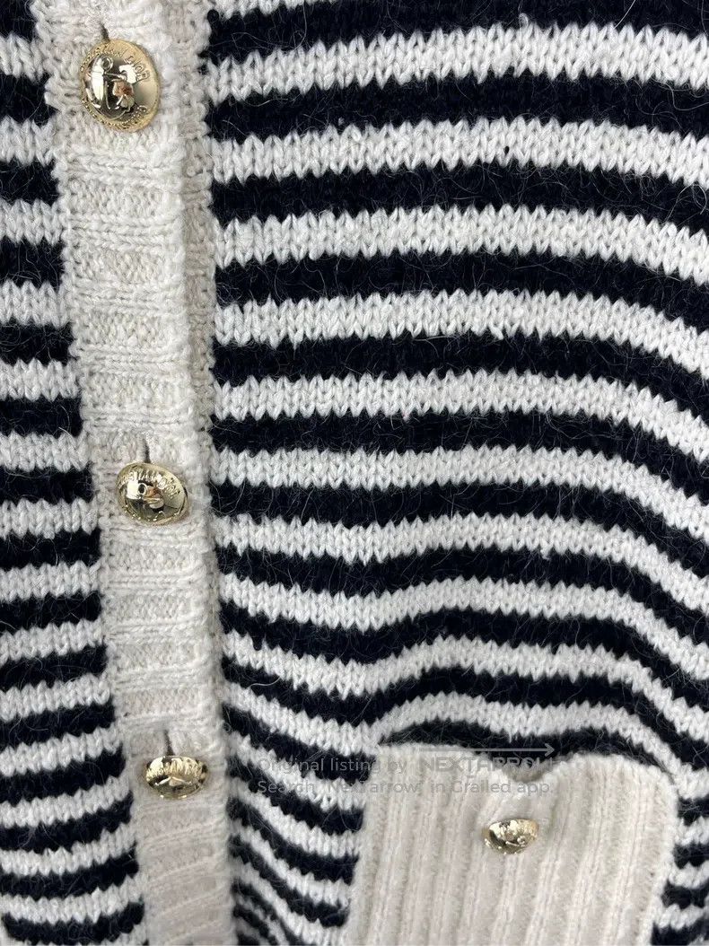 Dior Dior White striped single-breasted long-sleeved knitted wo Size XS / US 0-2 / IT 36-38 - 3 Thumbnail