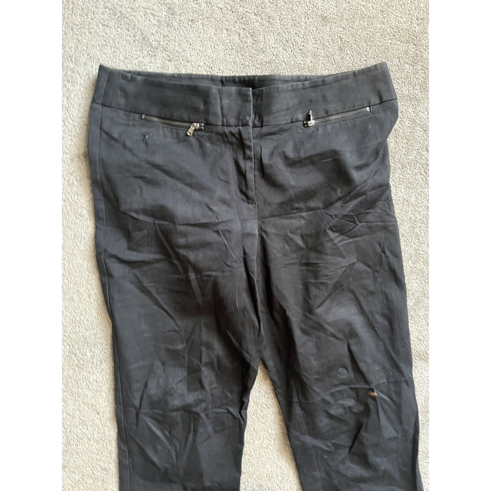 Ann Taylor VINTAGE Ann Taylor Loft Cropped Women's Pants Size 6 Black Solid Cotton Blend Style Size 28" / US 6 / IT 42 - 2 Thumbnail