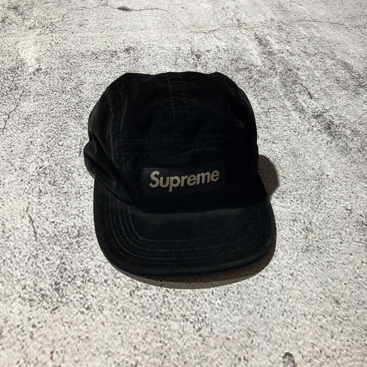 Supreme Supreme Box Logo Camp Cap Velvet Black Size ONE SIZE - 1 Thumbnail