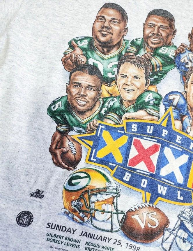 NFL × Vintage Vintage Super Bowl XXXII Caricature 1998 Full Print T-shirt Size US XL / EU 56 / 4 - 5 Thumbnail