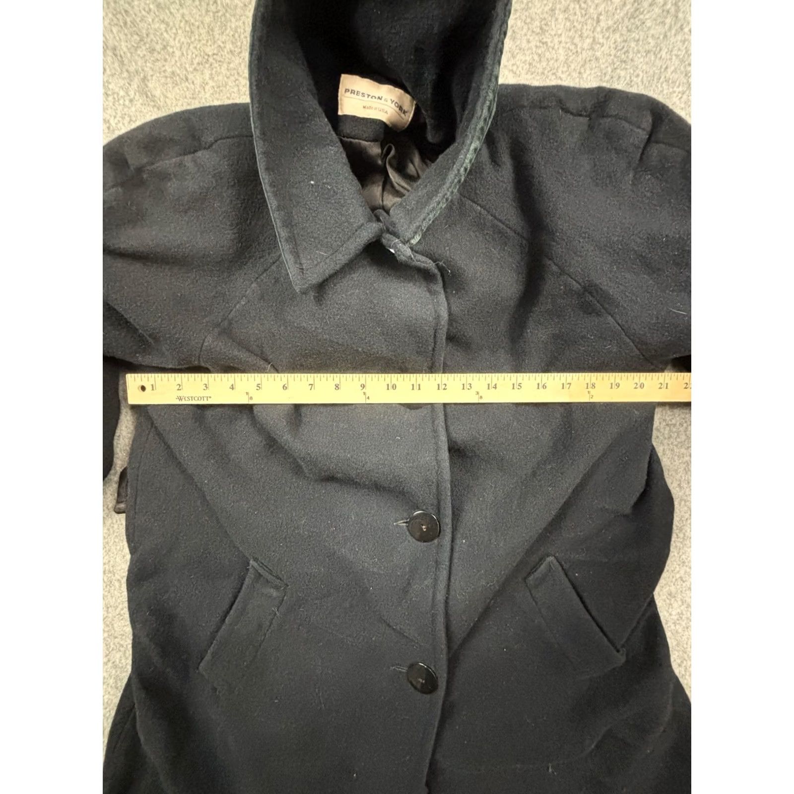 Preston & York VINTAGE Preston & York Women's Peacoat Black Wool Coat Regular Size 10 Lined Button Size L / US 10 / IT 46 - 3 Thumbnail